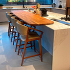 Banqueta Cyndi 53cm Madeira Maciça Com Braço | Courino Fende